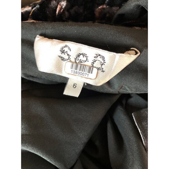 Sea New York Valerie Dress Floral Velvet Puff Sleeve V-Neck Back Tie Black 6 - Picture 8 of 12